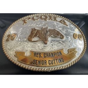Silverado Sterling Silver Overlay PCQHA Res Champion Am Working Cow Horse Buckle